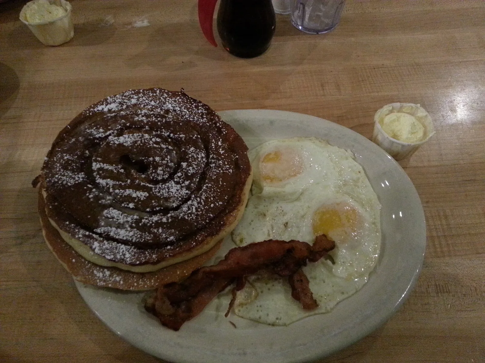 Pancakes, bacon and eggs. The photo was not taken at a Pembroke Pines restaurant.