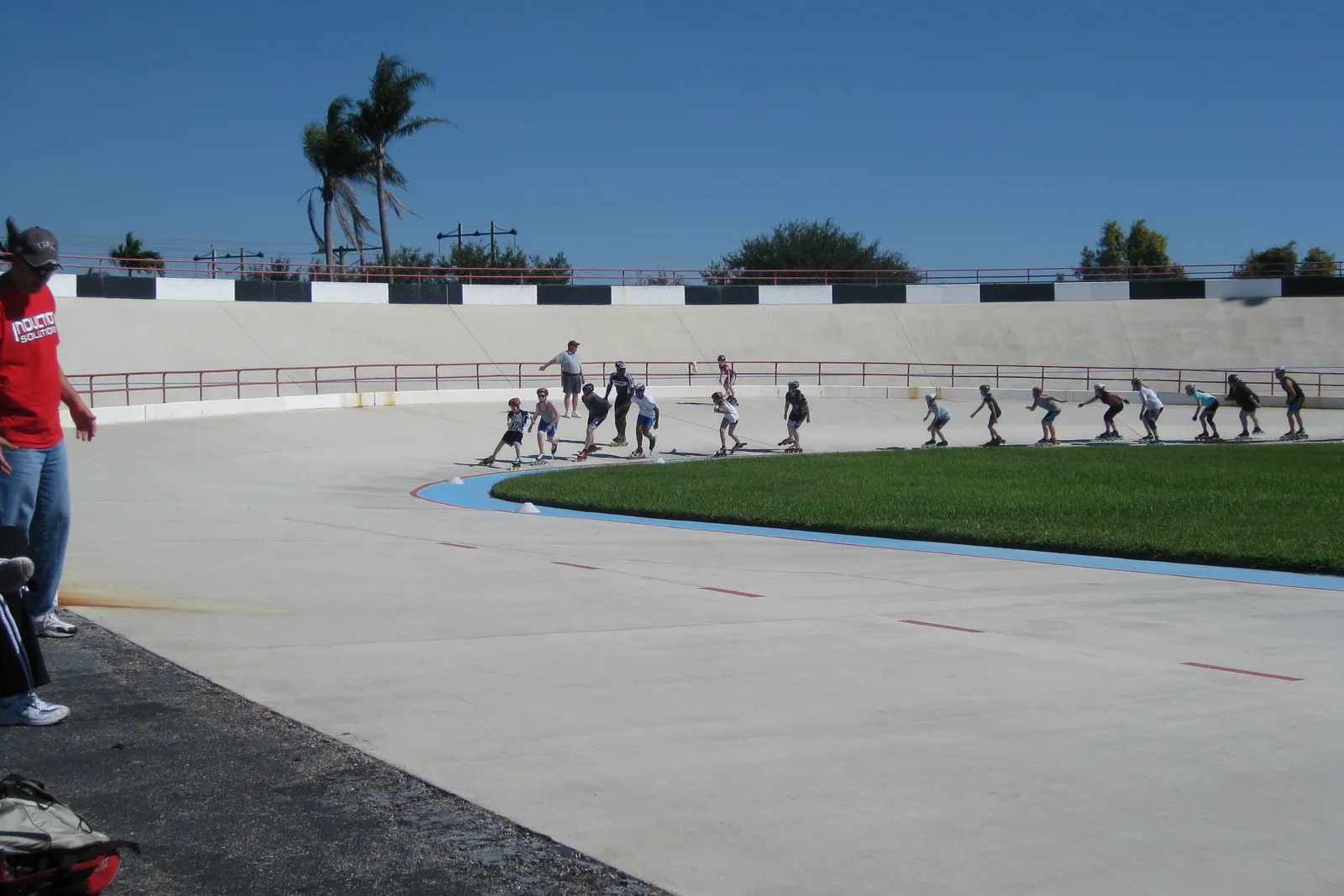 People on the track at the Brian Piccolo Park velodrome in Cooper City, just north of Pembroke Pines.