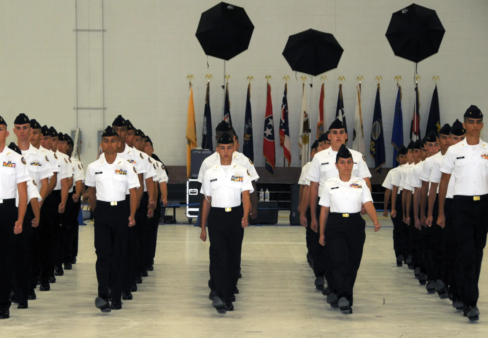 Navy Junior ROTC cadets from Charles W. Flanagan High School in Pembroke Pines at a national drill competition in Pensacola.