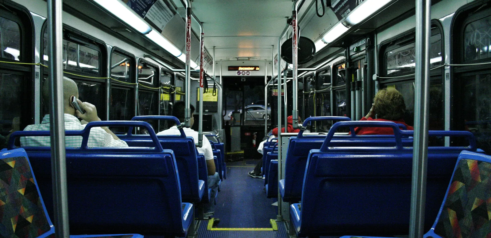 Riders on a Broward County Transit Route 7 bus in Pembroke Pines.