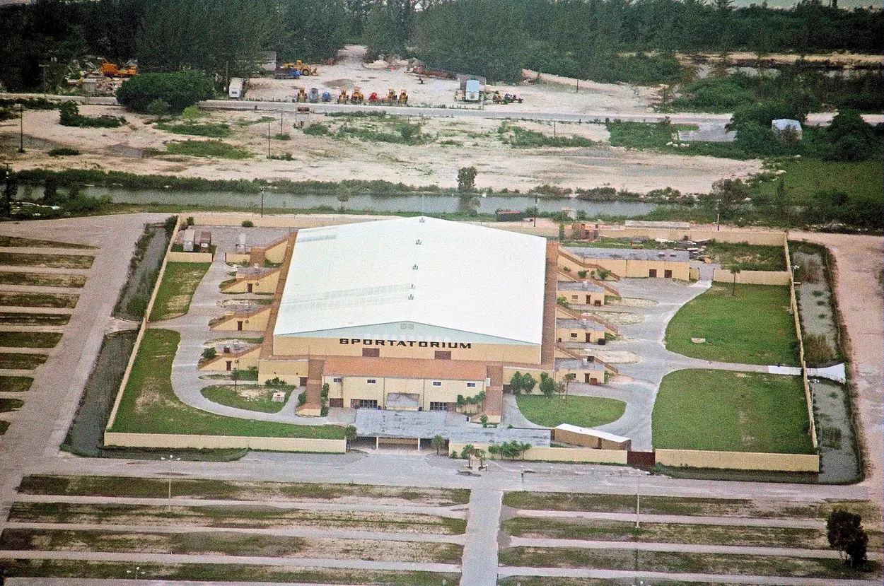 The Hollywood Sportatorium, a former arena in western Broward County, seen from the air looking west.