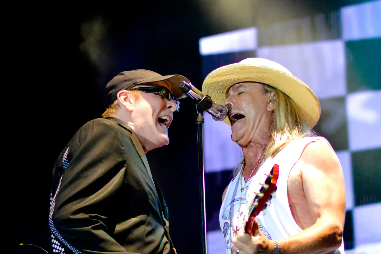 Rick Nielsen and Robin Zander of Cheap Trick on stage at the Rockfest 80's festival in Pembroke Pines.