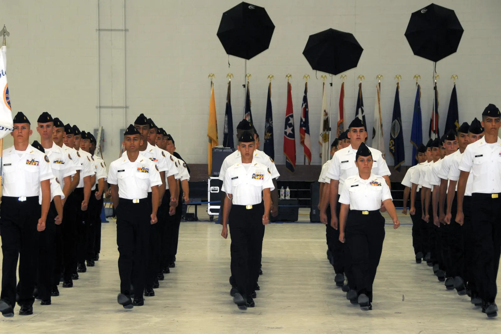 Navy Junior ROTC cadets from Flanagan High School in Pembroke Pines at a drill competition.