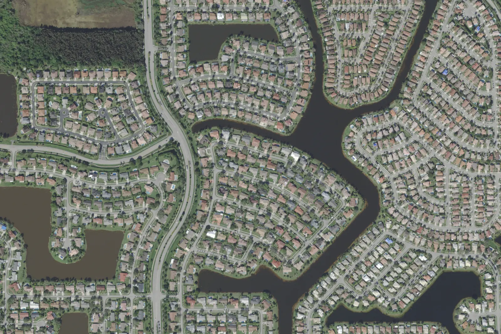 Homes and lakes in Chapel Trail, north of Pines Boulevard in western Pembroke Pines, in a 2021 USDA aerial photograph