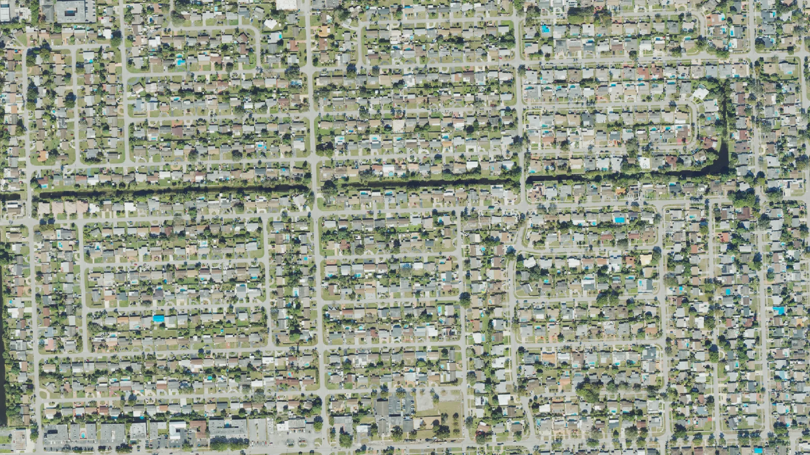Homes in eastern Pembroke Pines near NW 81st Avenue, seen from the air. The city has not published a boundary map of the Sunswept project area.