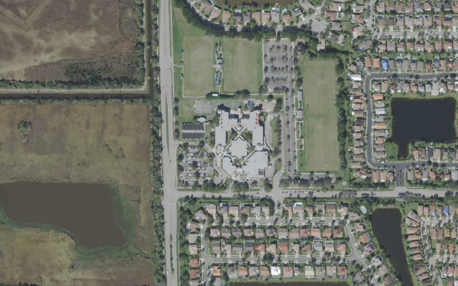 Chapel Trail Elementary School's campus in Pembroke Pines, seen from the air