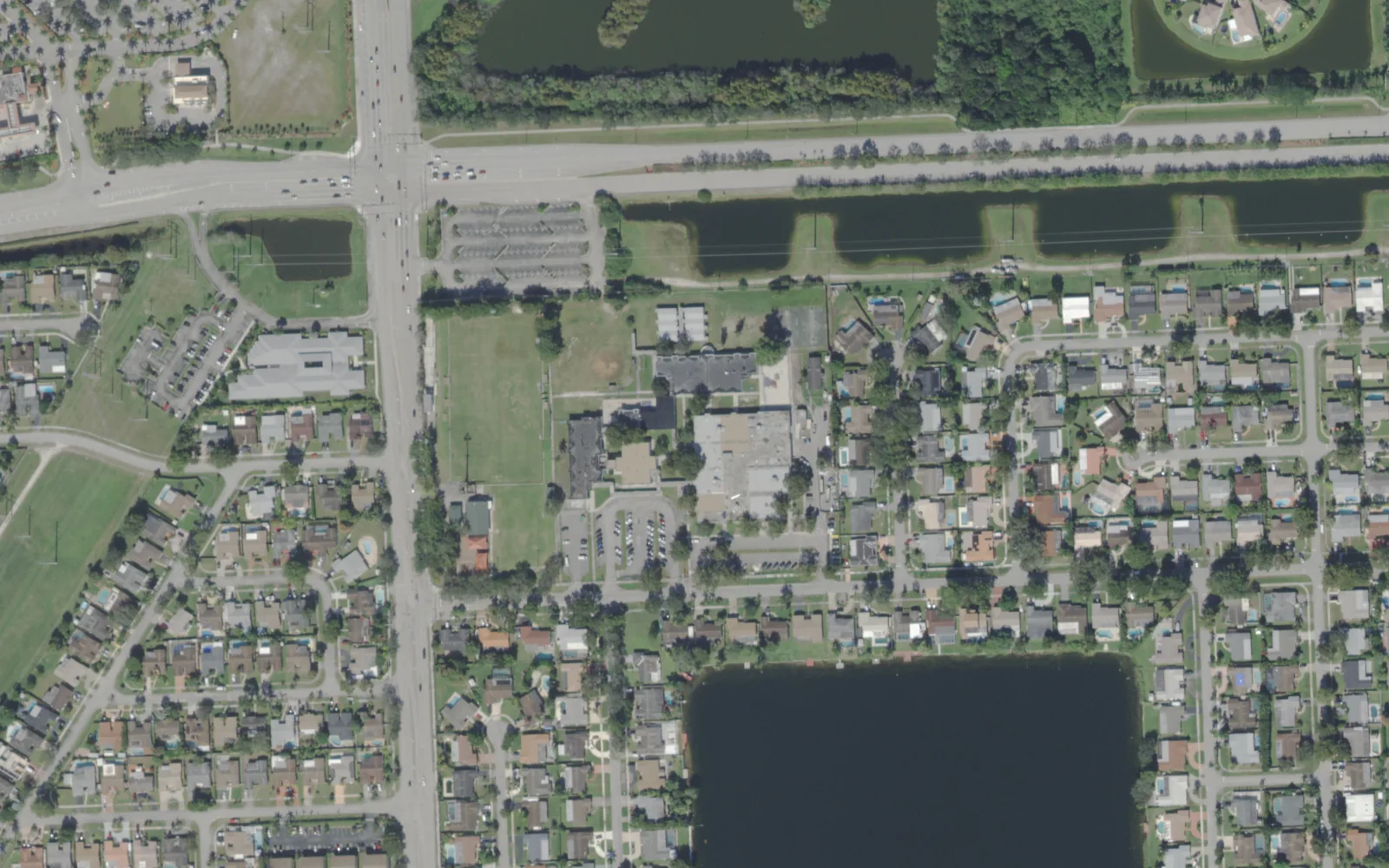 Pasadena Lakes Elementary School's campus in Pembroke Pines, seen from the air