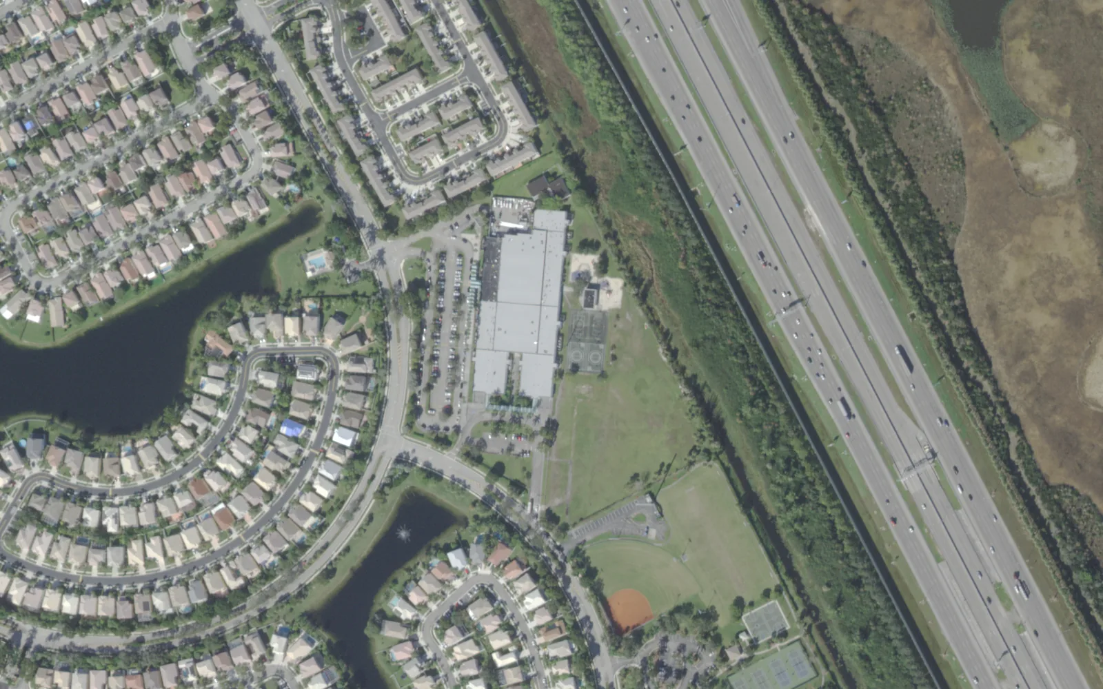 Silver Palms Elementary School's campus in Pembroke Pines, seen from the air
