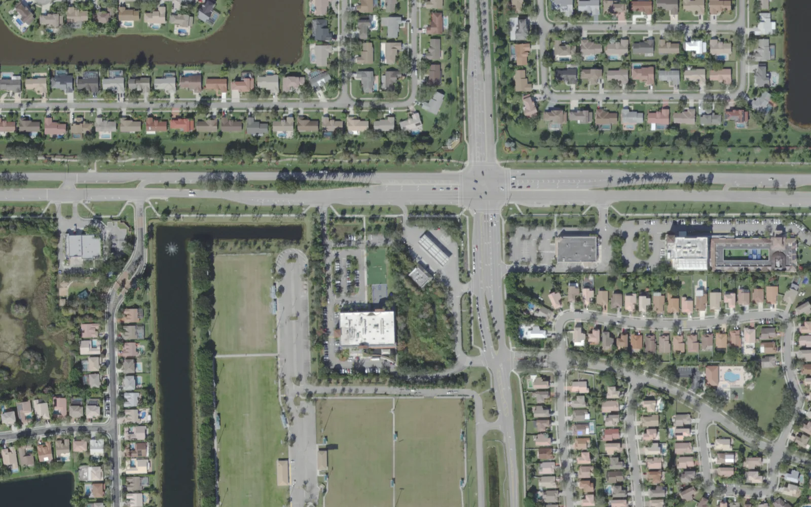 Pines Boulevard near Somerset Academy Charter Elementary in west Pembroke Pines, seen from the air