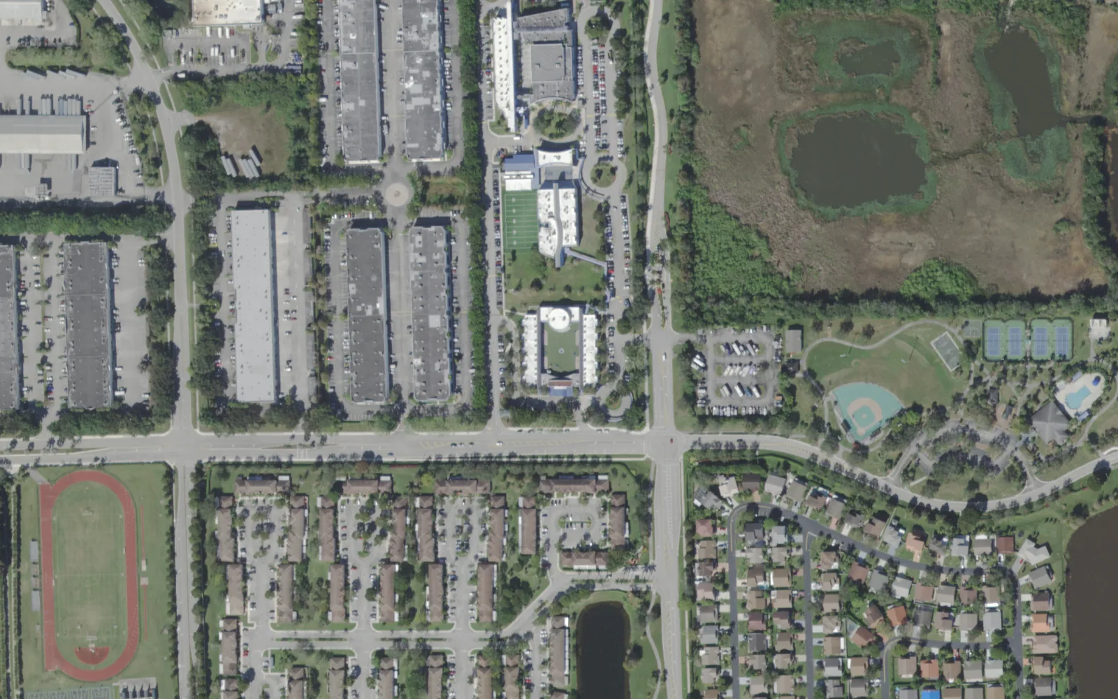 Somerset Academy's middle and high school campus on Johnson Street in Pembroke Pines, seen from the air