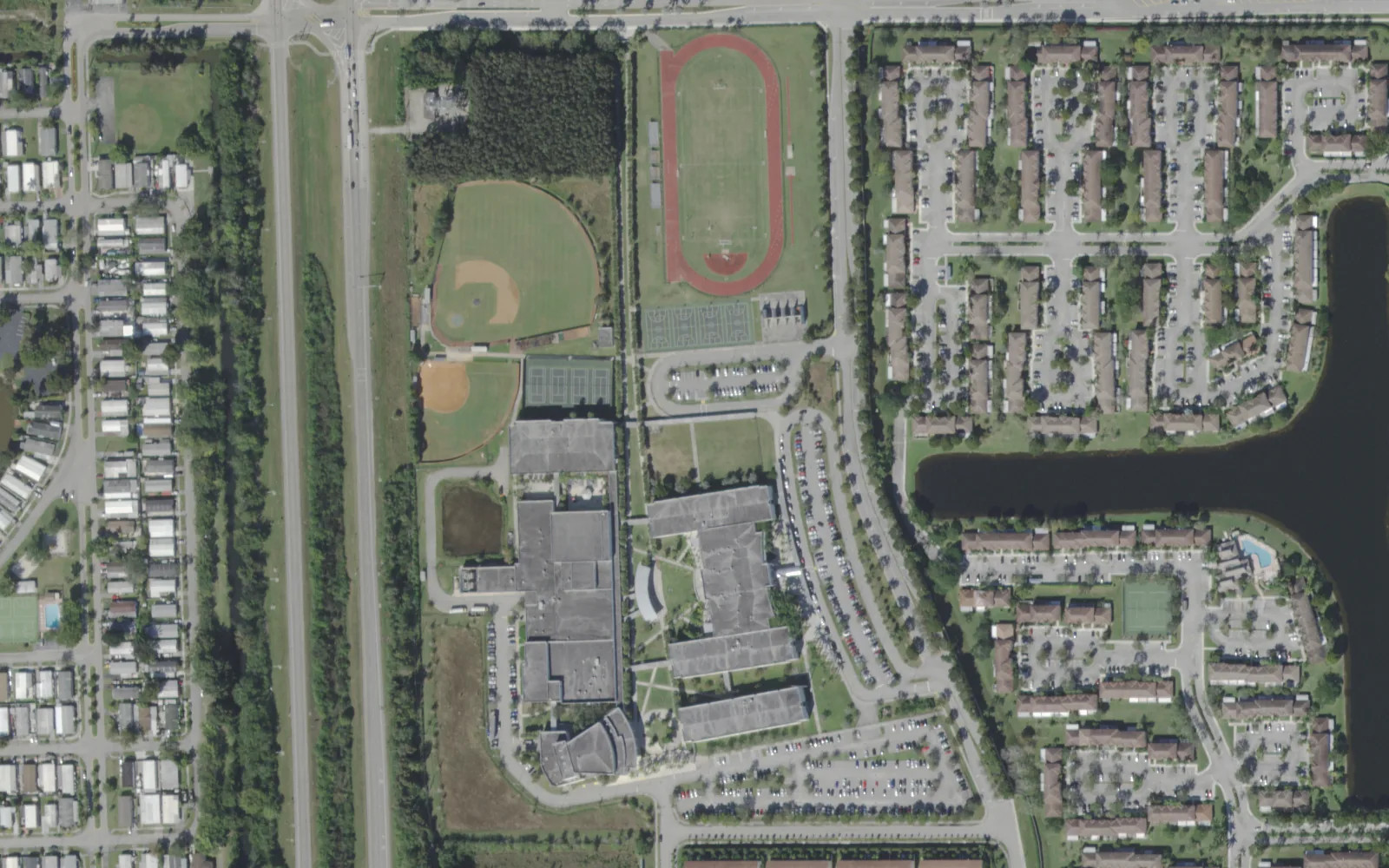 West Broward High School's campus on NW 209th Avenue in Pembroke Pines, seen from the air
