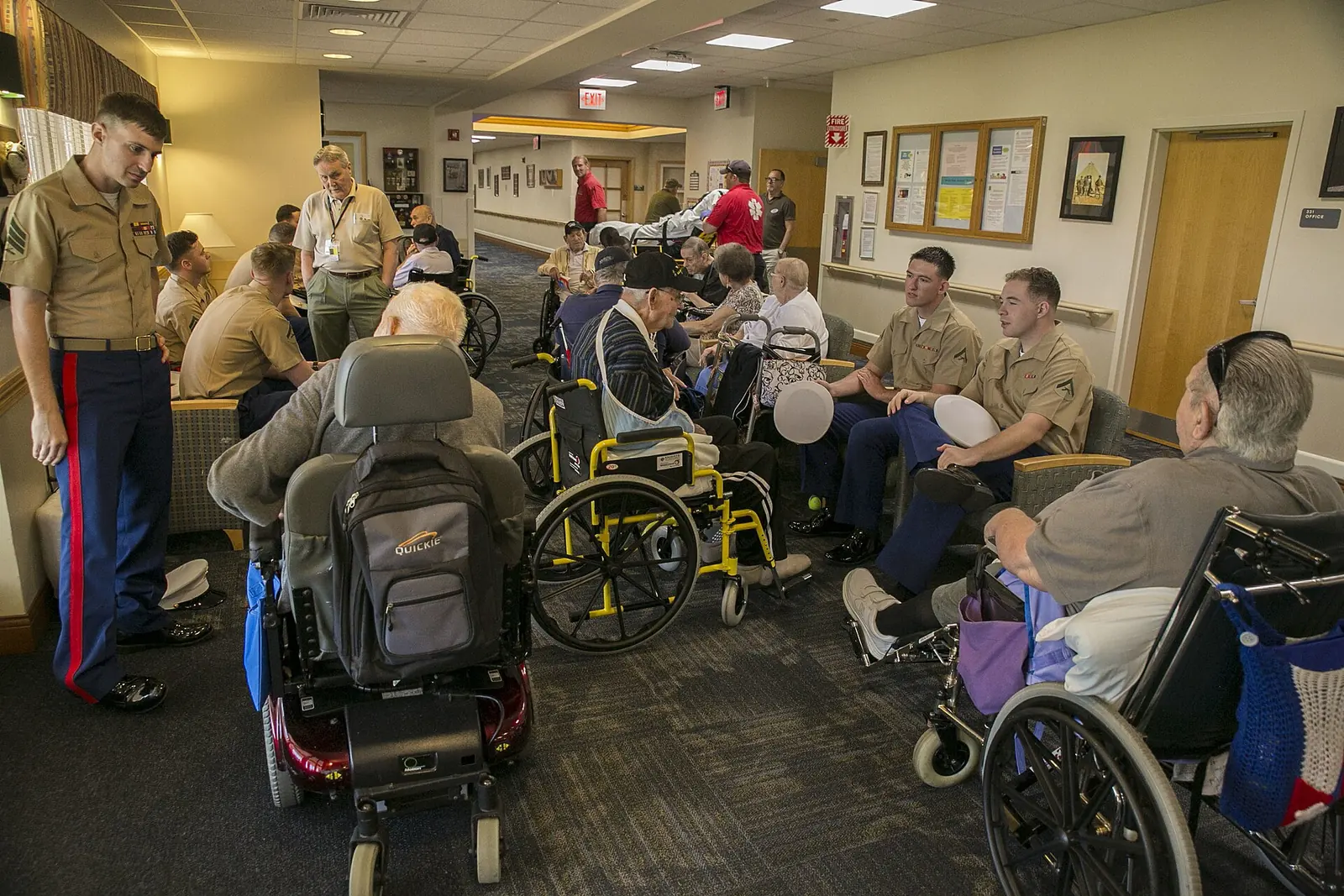 Marines visit residents of the Alexander Nininger State Veterans Nursing Home in Pembroke Pines.